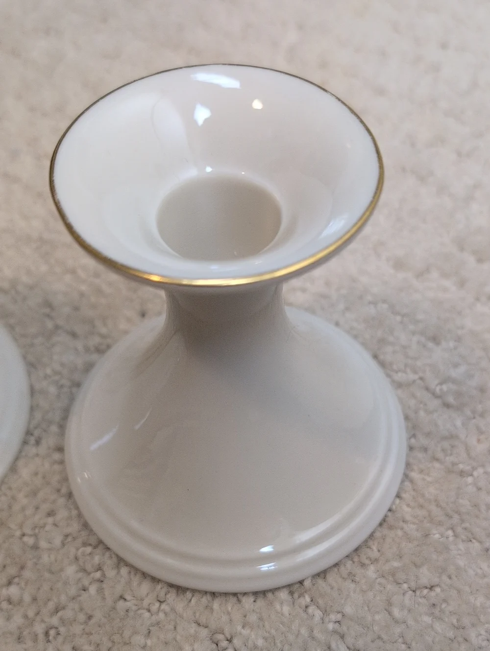 Elegant Lenox Cream Ceramic Candleholders with Gold Trim Special Vintage